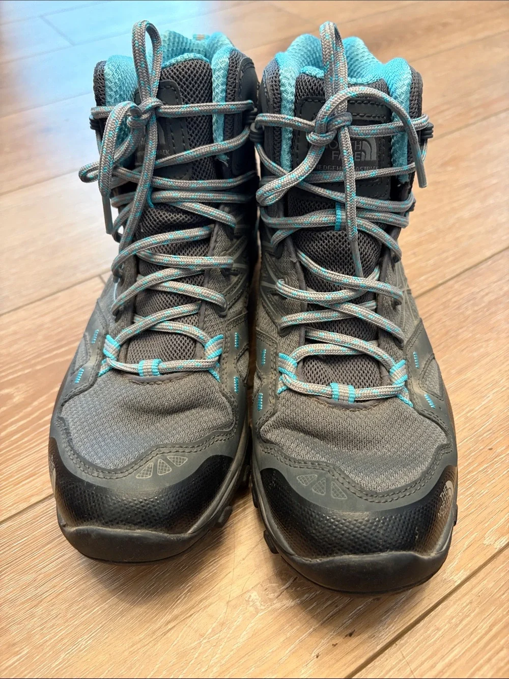 The North Face Women's Gray & Teal Lace-Up Hiking Boots